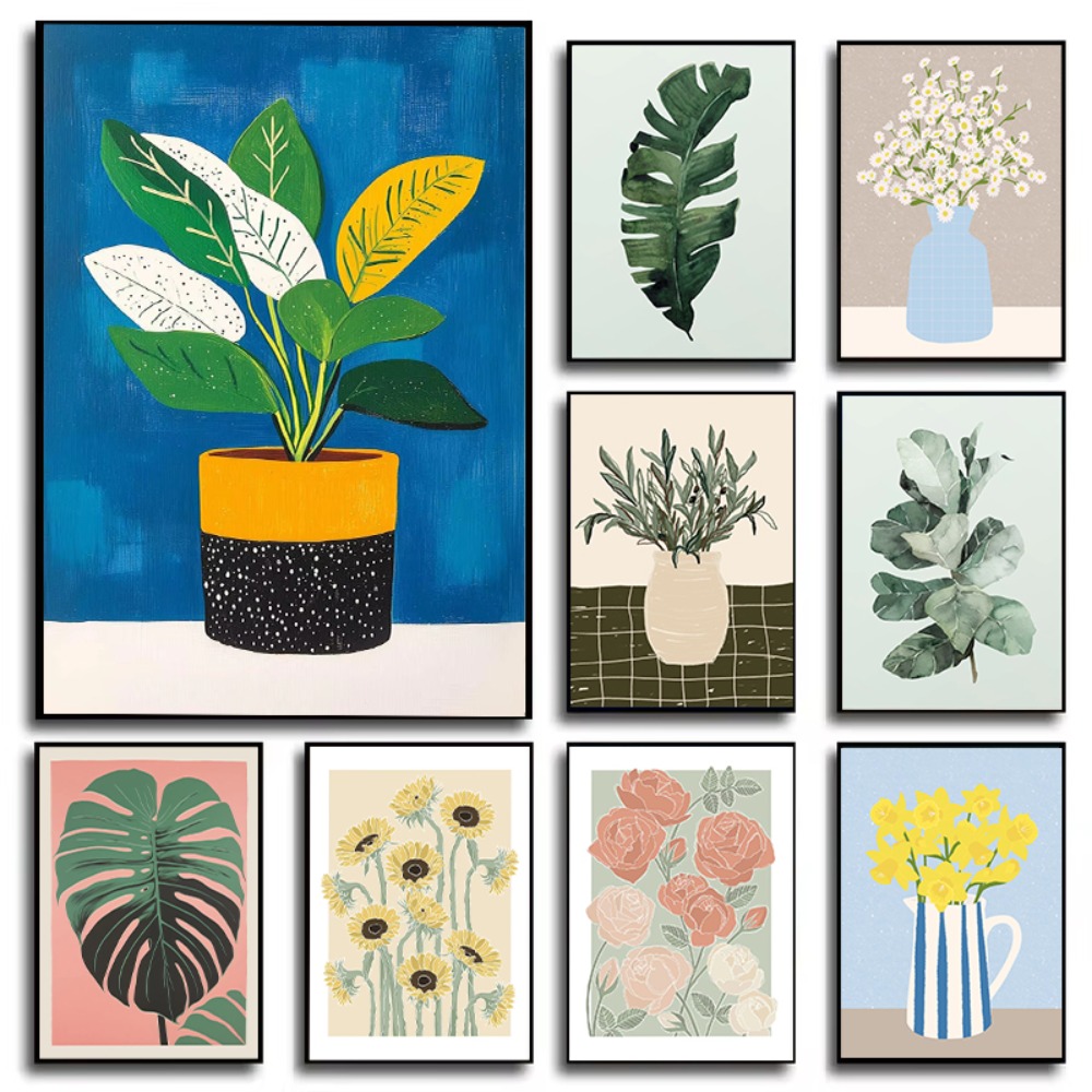 Florist Supply Vases - Garten-Blumenvase Kunstposter Blumen-Pflanzen-Illustration Leinwanddruck Wandkunst Bild