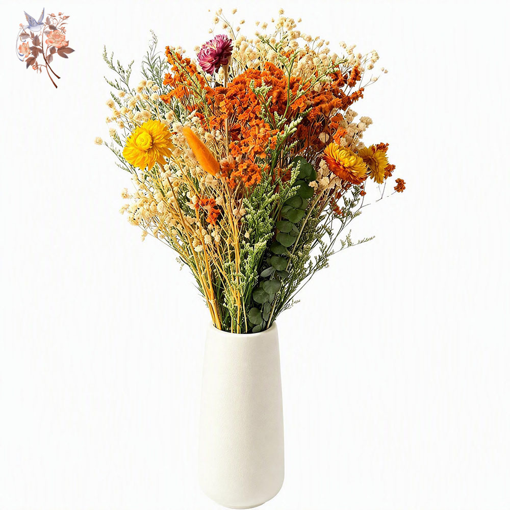Eucalyptus Preserved - Herbstlicher Trockenblumenstrauß aus natürlichem orangefarbenem Pampasgras