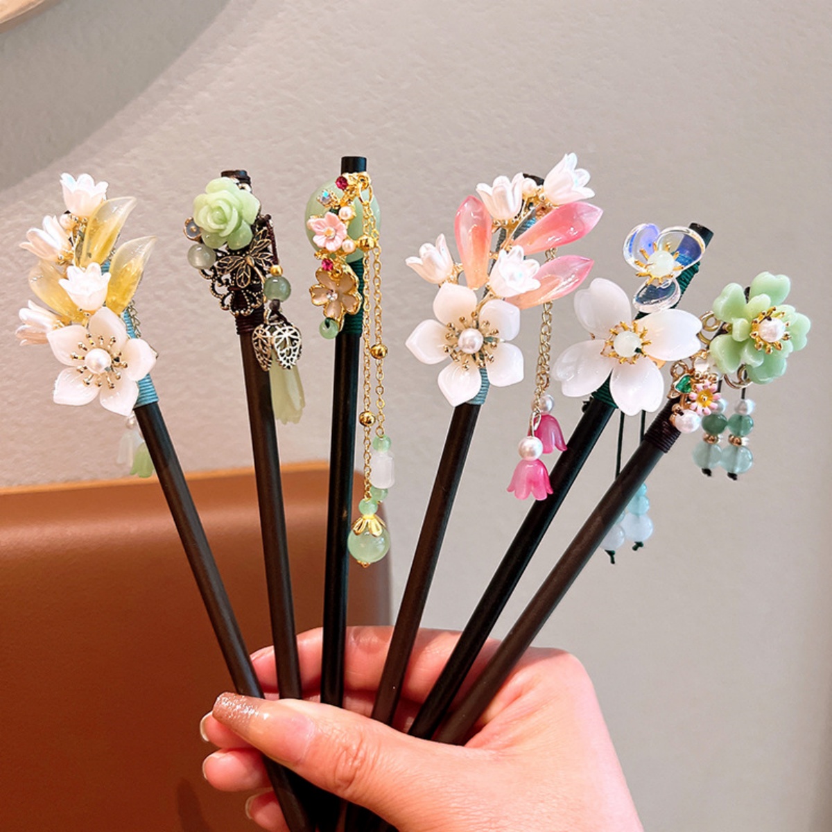Supply Florist - Exquisite Blume Quaste Holz Haarnadel Retro